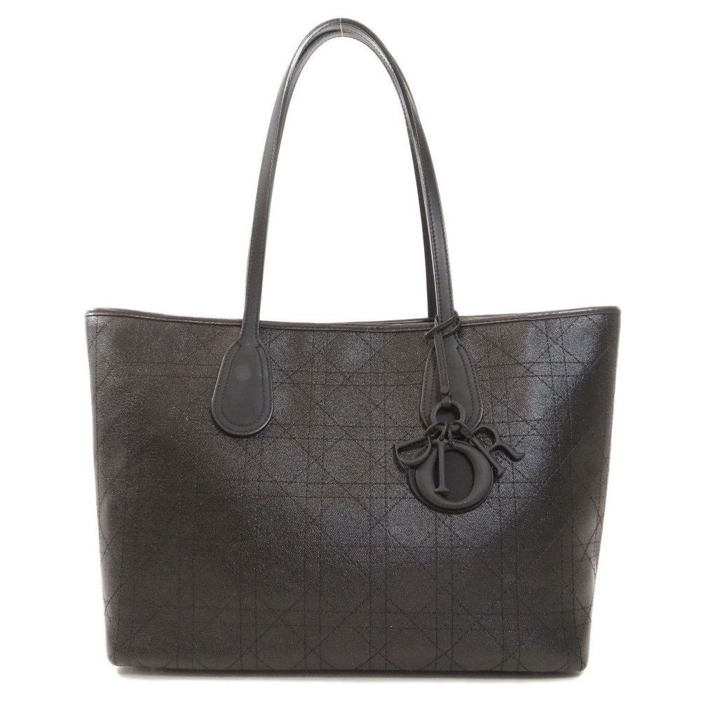 Christian Dior Cannage Stitch Tote Bag Leather Black